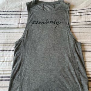 Lululemon Grey tank top “positivity” size 4